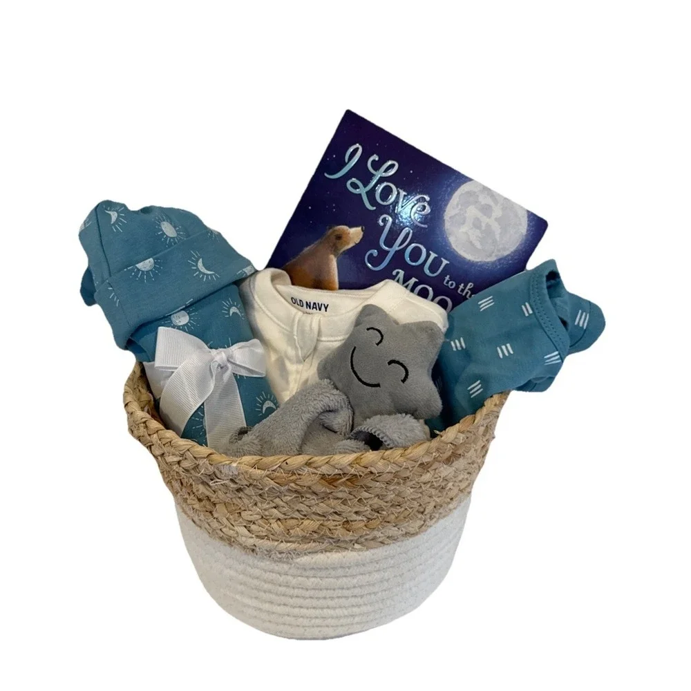 Unisex Baby Shower Gift, I Love You‎ To The Moon And Back Book & Baby Essentials